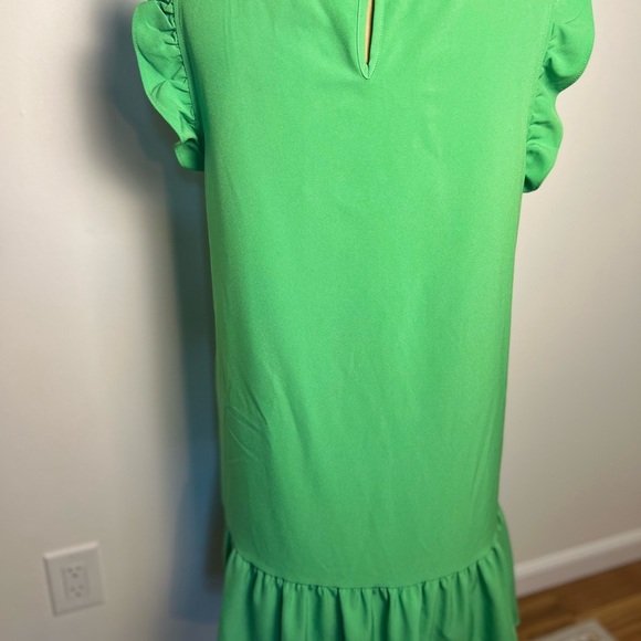 Michelle McDowell green pullover smocked dress with ruffle size large puff - Picture 6 of 8